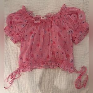 loveshackfancy pink crop off the should top, never worn, size xs